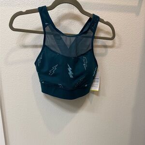 NWT Old Navy Teal Lightning Bolt Sports Bra Size Medium